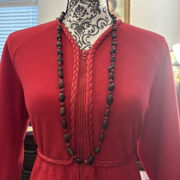 36" NECKLACE VTG Wood Beads, Orange/Red and brown - Picture 1 of 4